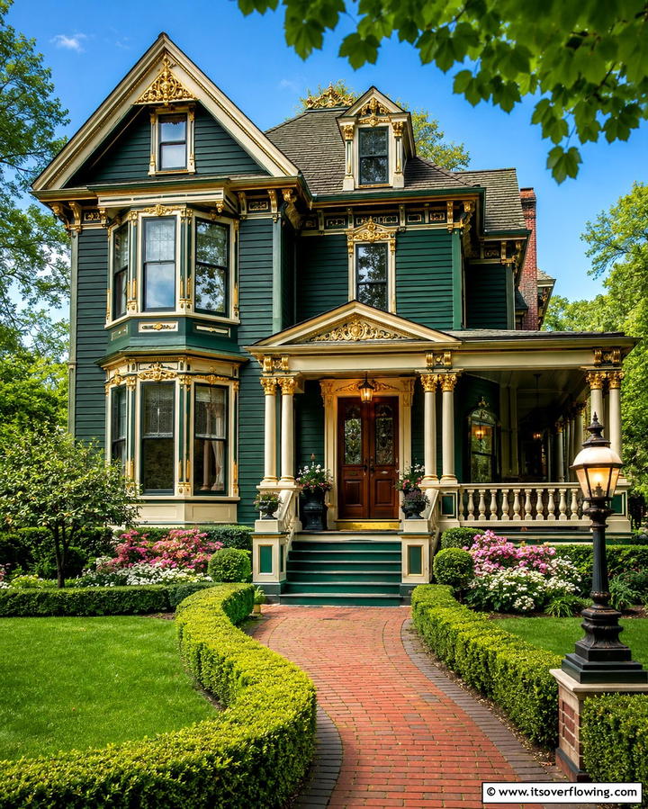 Hunter Green Elegance - 25 Green Victorian House Colors for Historic Charm