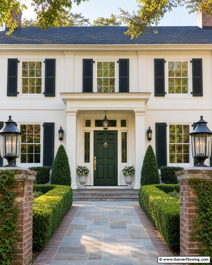 Hunter Green for a Rich Traditional Look - 20 Green Front Door Ideas to Welcome Guests in Style