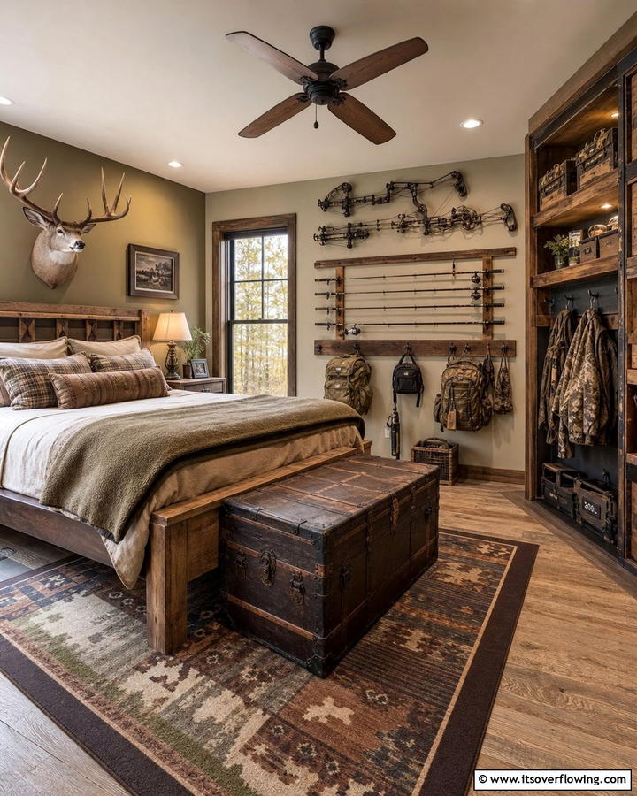 Hunting Gear Storage - 20 Hunting Bedroom Ideas for a Rustic Retreat