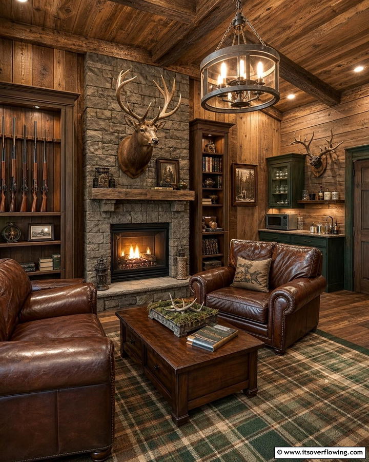 Hunting Lodge Hideaway - 20 Luxury Man Cave Ideas for Ultimate Comfort