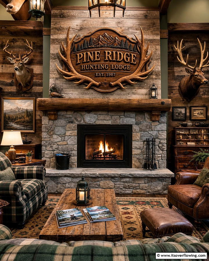 Hunting Lodge Sign - 20 Man Cave Sign Ideas for a Personalized Space