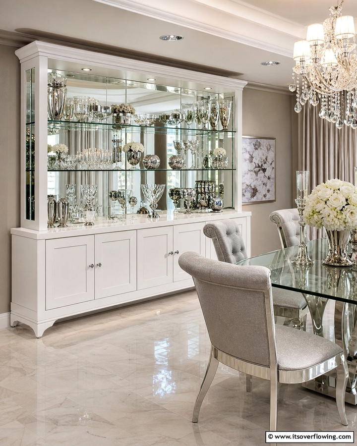 Hutch with Mirrored Backing - 20 Dining Room Hutch Ideas for Storage and Style