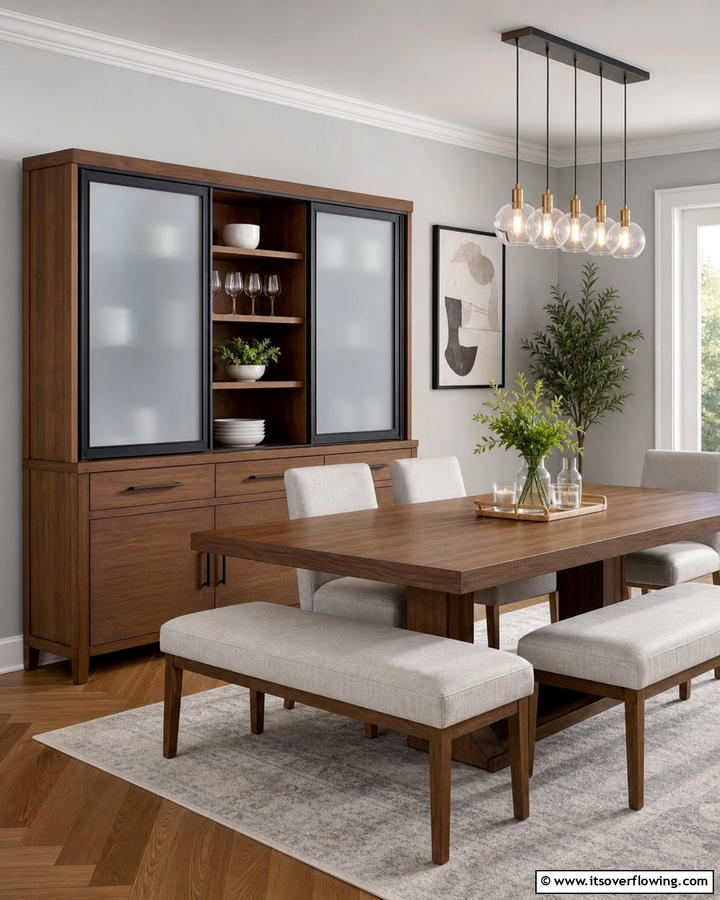 Hutch with Sliding Doors - 20 Dining Room Hutch Ideas for Storage and Style