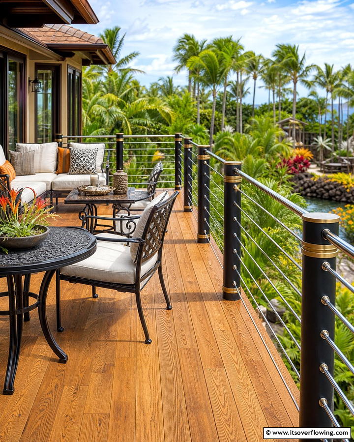 Hybrid Metal Compositions - 30 Modern Metal Deck Railing Ideas for Stylish Outdoor Spaces