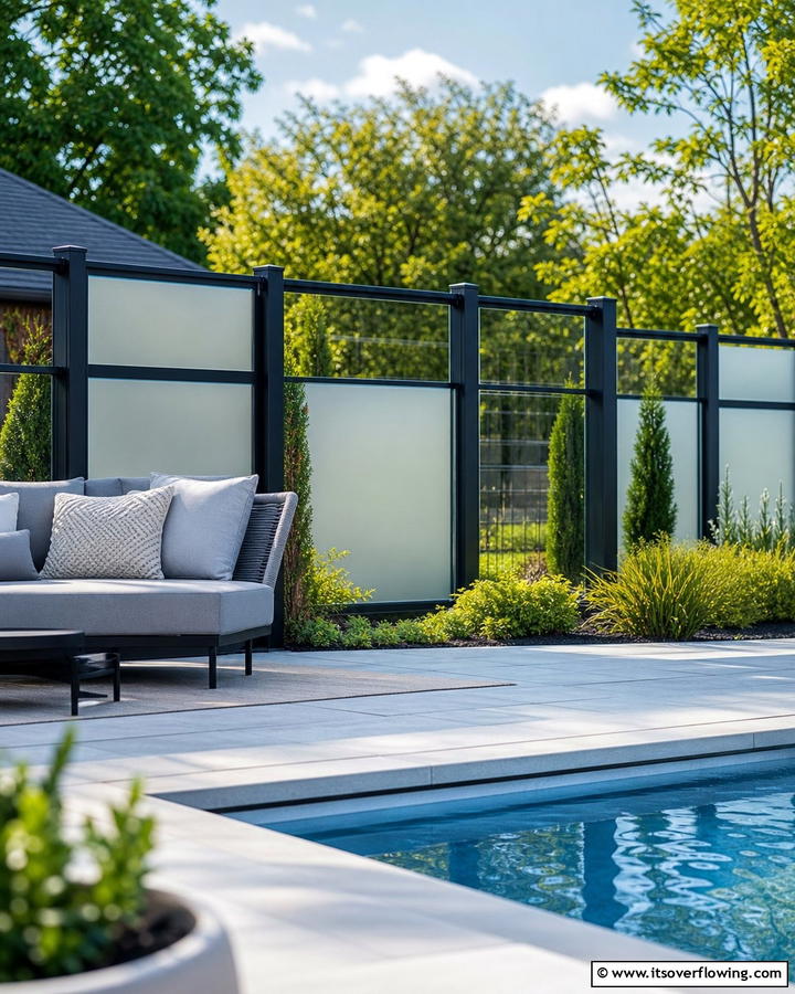 Hybrid Privacy Fence with Glass Panels - 21 Privacy Fence Designs for Secure & Stylish Property Borders