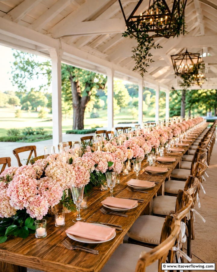 Hydrangeas with Candlelight Glow - 25 Hydrangea Centerpiece Ideas for Elegance