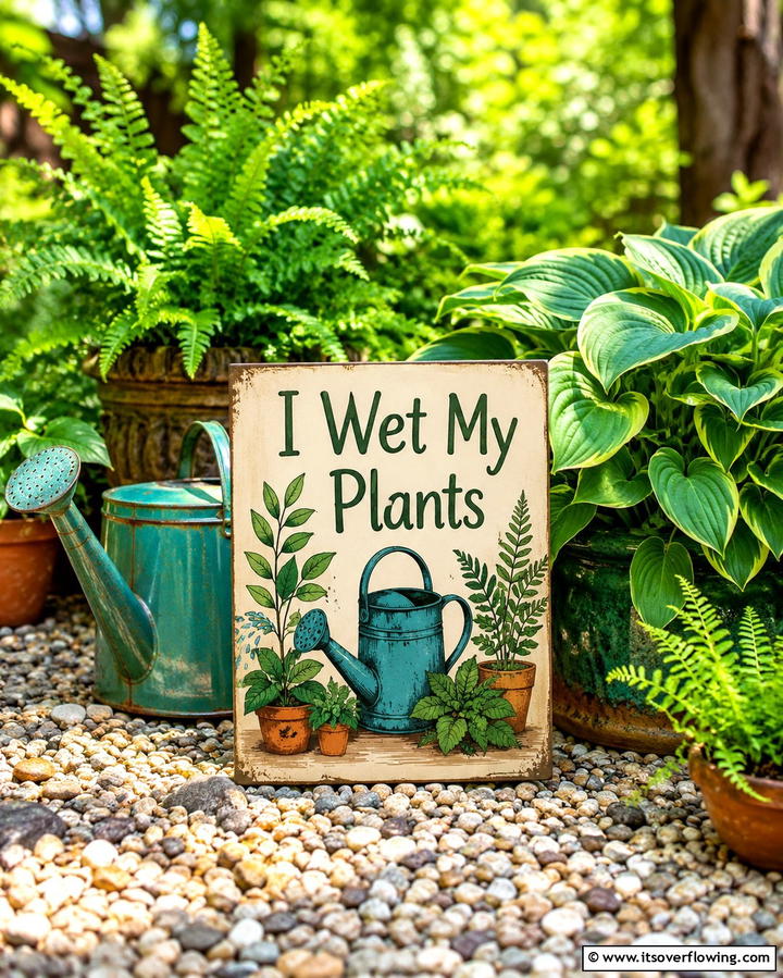 I Wet My Plants - 25 Funny Garden Sign Ideas to Add Humor to Your Yard