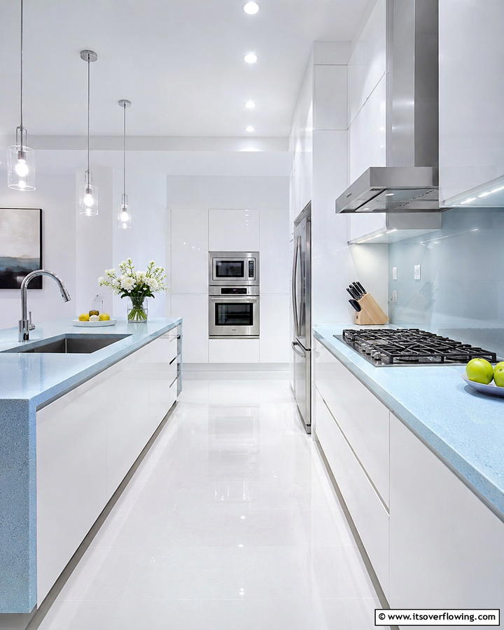 Ice Blue Countertops for a Fresh and Clean Look - 30 Blue Countertop Kitchen Ideas for Bold Statement Spaces