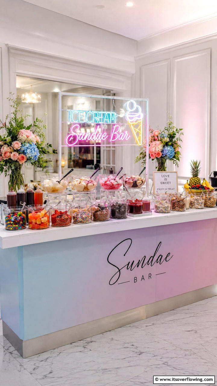 Ice Cream Sundae Bar - 21 Delicious Wedding Dessert Ideas for a Sweet Celebration