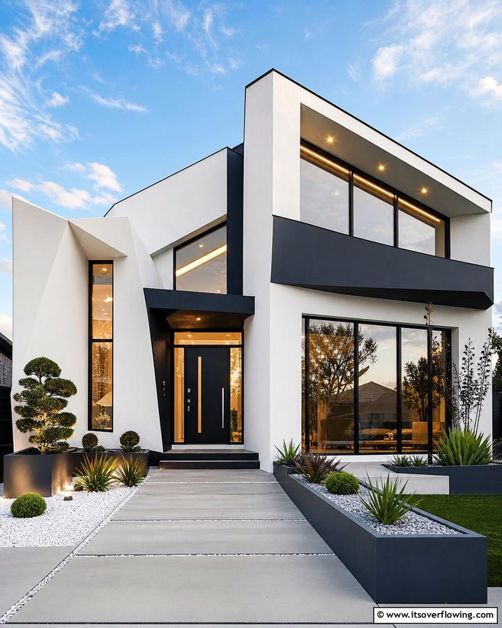 Iconic Exterior Statement - 21 Striking Black & White House Exterior Design Concepts