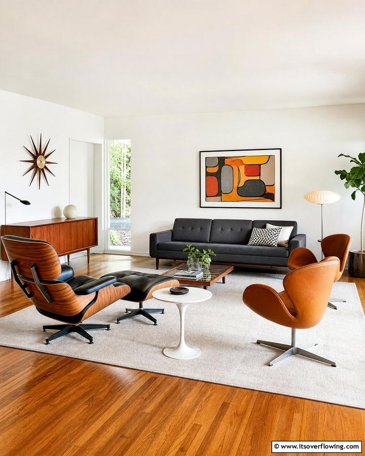Iconic Furniture Silhouettes - 21 Mid-Century Modern Living Room Ideas- Timeless Style