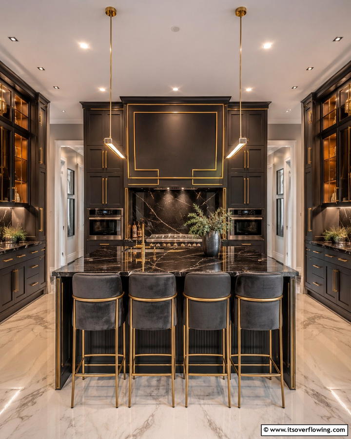 Iconic Symmetry Designs - 30 Art Deco Kitchen Ideas for Timeless Elegance