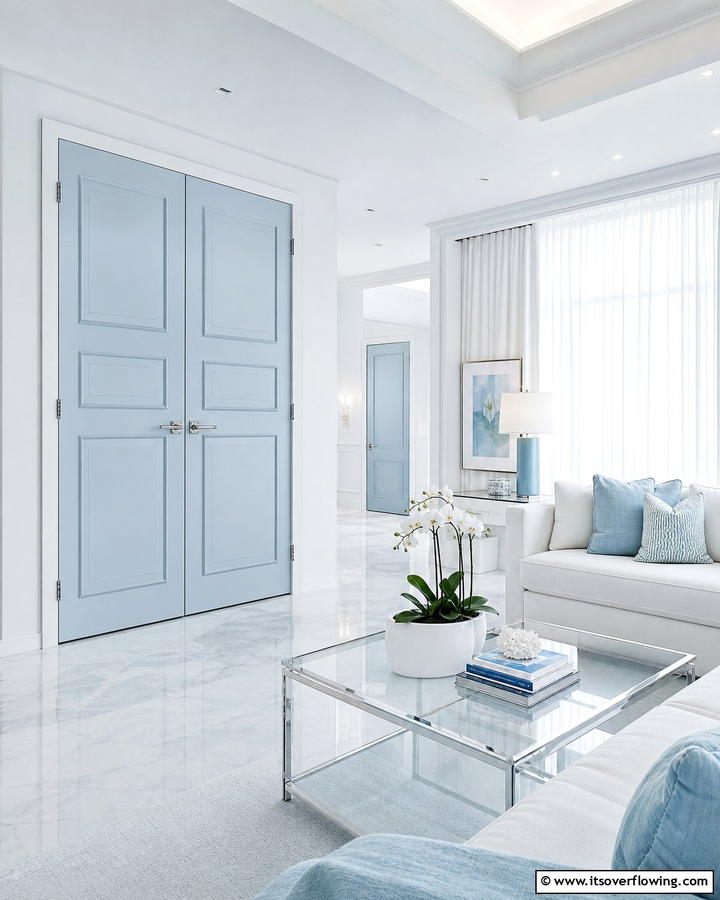 Icy Blue - 30 Interior Door Color Ideas to Refresh Your Home’s Style