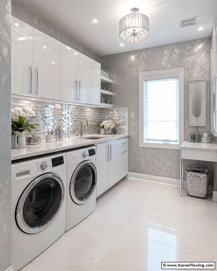 Icy Silver Sheen - 30 Laundry Room Paint Ideas to Brighten Chore Time