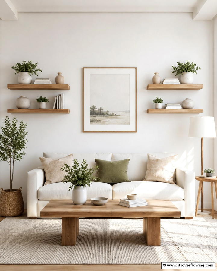 Identical Wall Shelves - 20 Symmetrical Living Room Ideas for Balanced Spaces