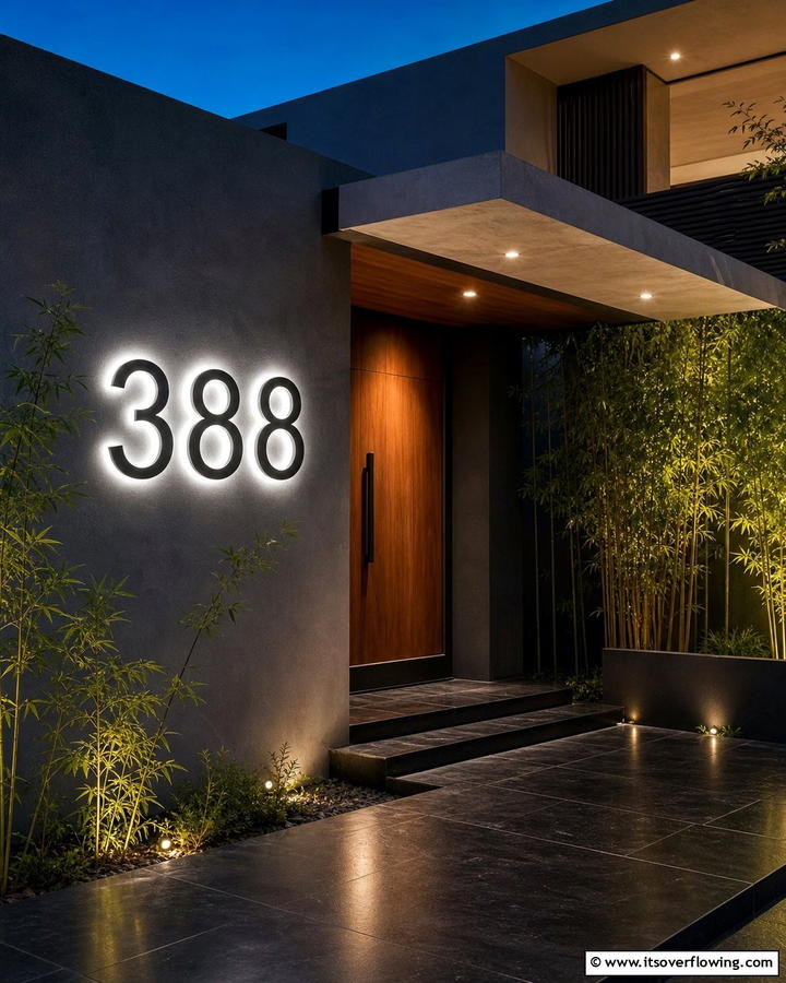 Illuminated Backlit Figures - 21 House Number Ideas to Boost Curb Appeal Creatively