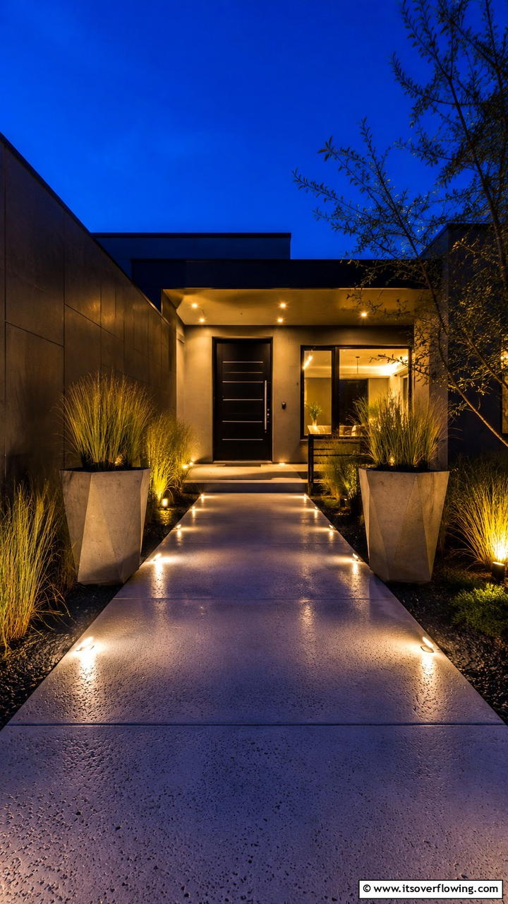 Illuminated Concrete Trail - 21 Inviting Walkway Ideas to Enhance Your Outdoor Space