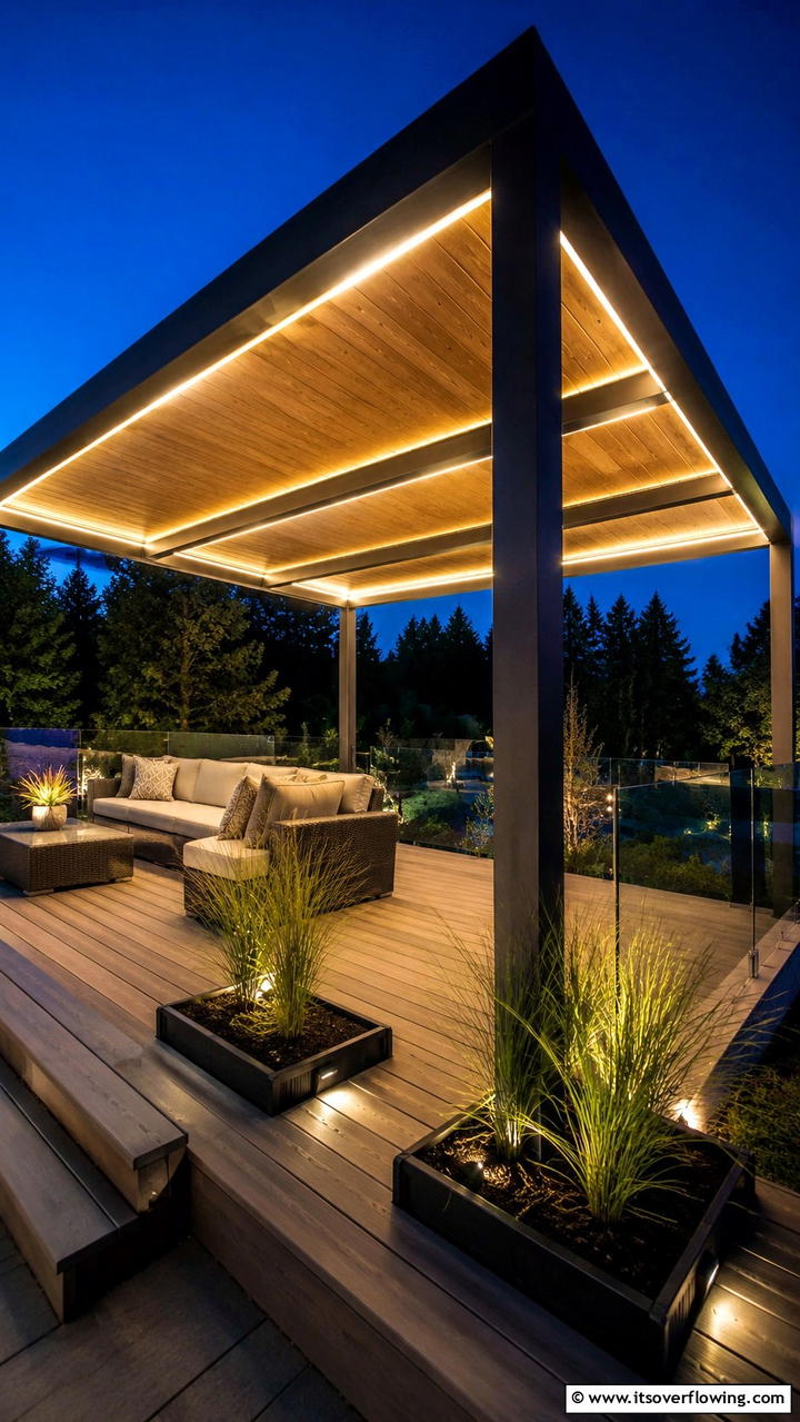 Illuminated Deck Canopy - 30 Deck Roof Ideas for Shaded Outdoor Living