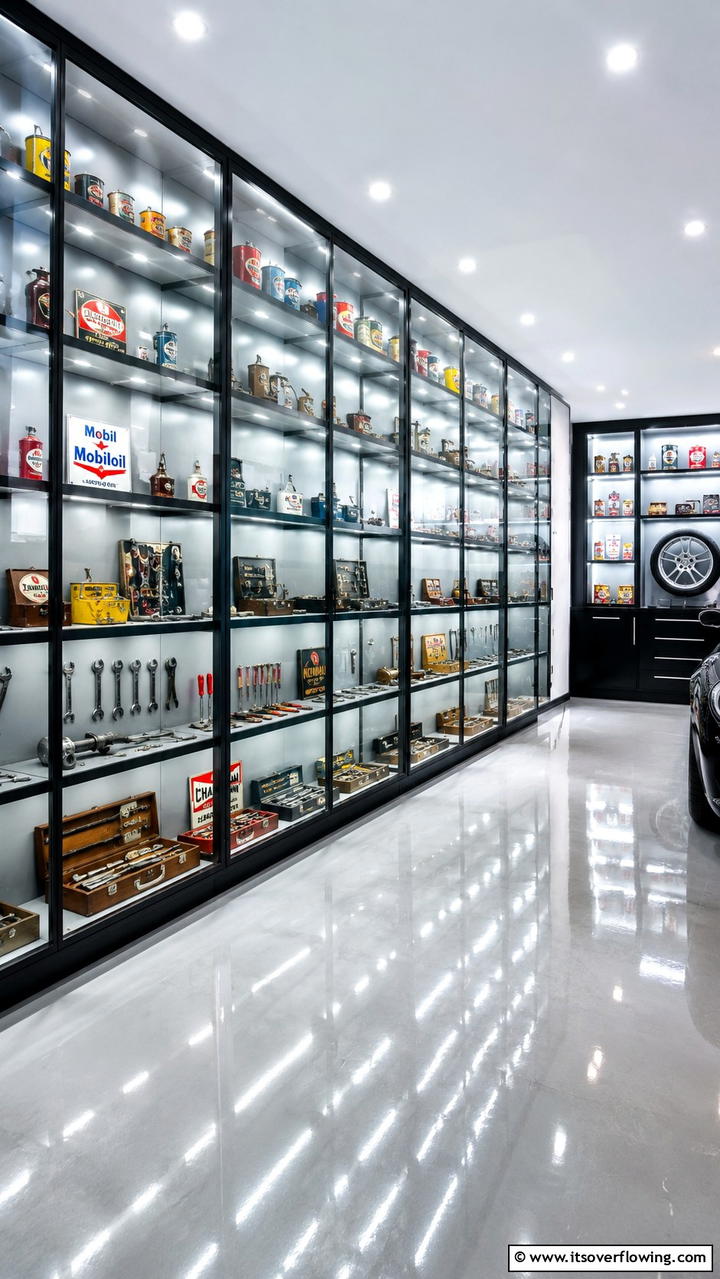 Illuminated Display Cases - 30 Garage Wall Ideas for Organized, Functional Spaces