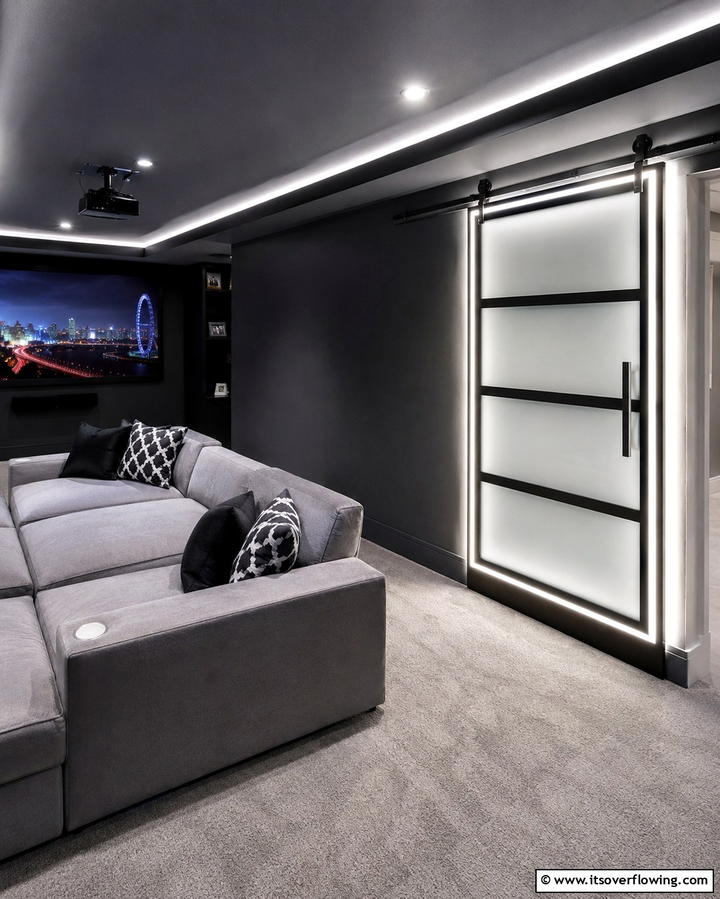 Illuminated LED Barn Door - 30 Stylish Barn Door Ideas for Modern Home Organization