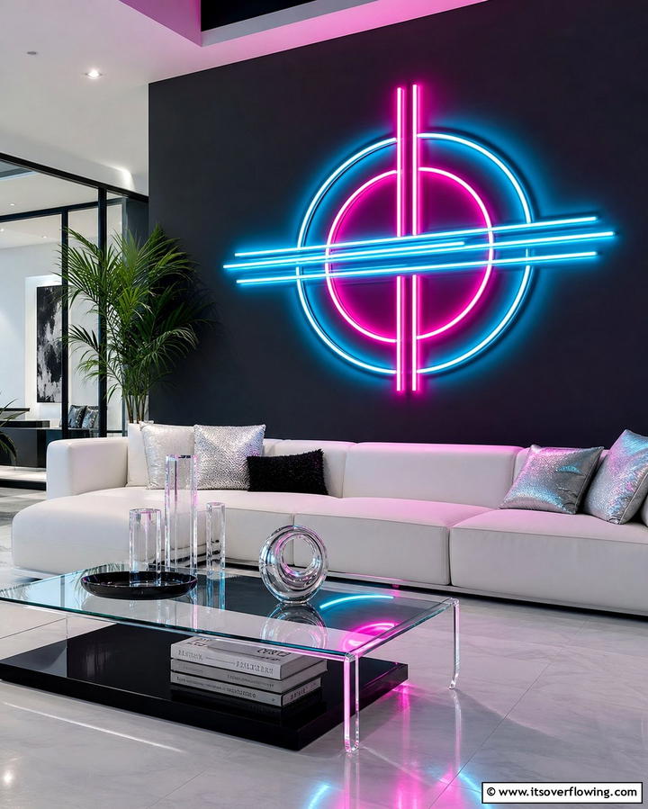 Illuminated LED Wall Art - 30 Living Room Wall Decor Ideas to Elevate Your Space