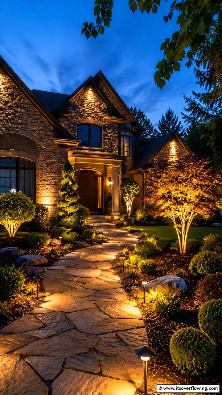 Illuminated Landscape Elements - 30 Front Yard Landscaping Ideas for Stunning Curb Appeal