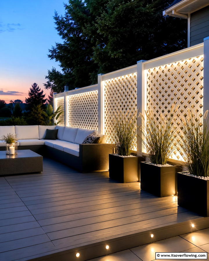 Illuminated Lattice Panels for Ambiance - 25 Innovative Deck Lattice Ideas to Enhance Outdoor Spaces