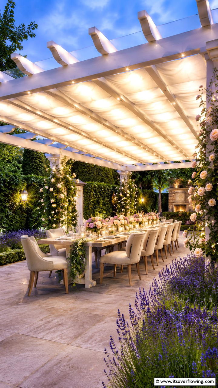 Illuminated Pergola Canopy - 30 Gazebo Lighting Ideas- Ambient Outdoor Illumination