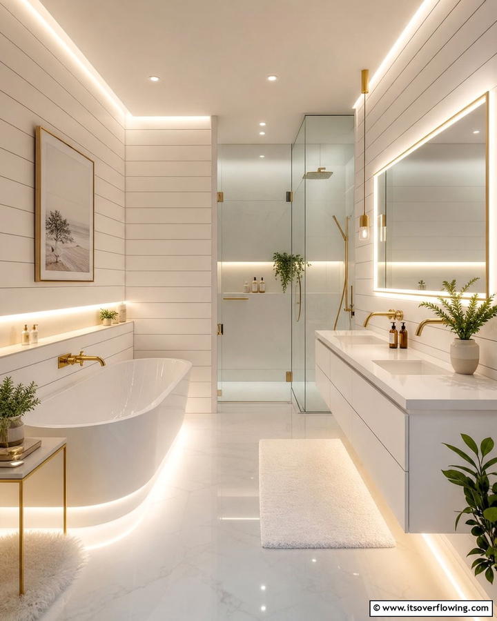 Illuminated Shiplap with LED Accents - 21 Shiplap Bathroom Ideas for a Rustic or Modern Vibe