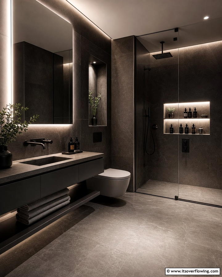 Illuminated Shower Niche with LED Lights - 25 Shower Niche Ideas for a Functional Bathroom