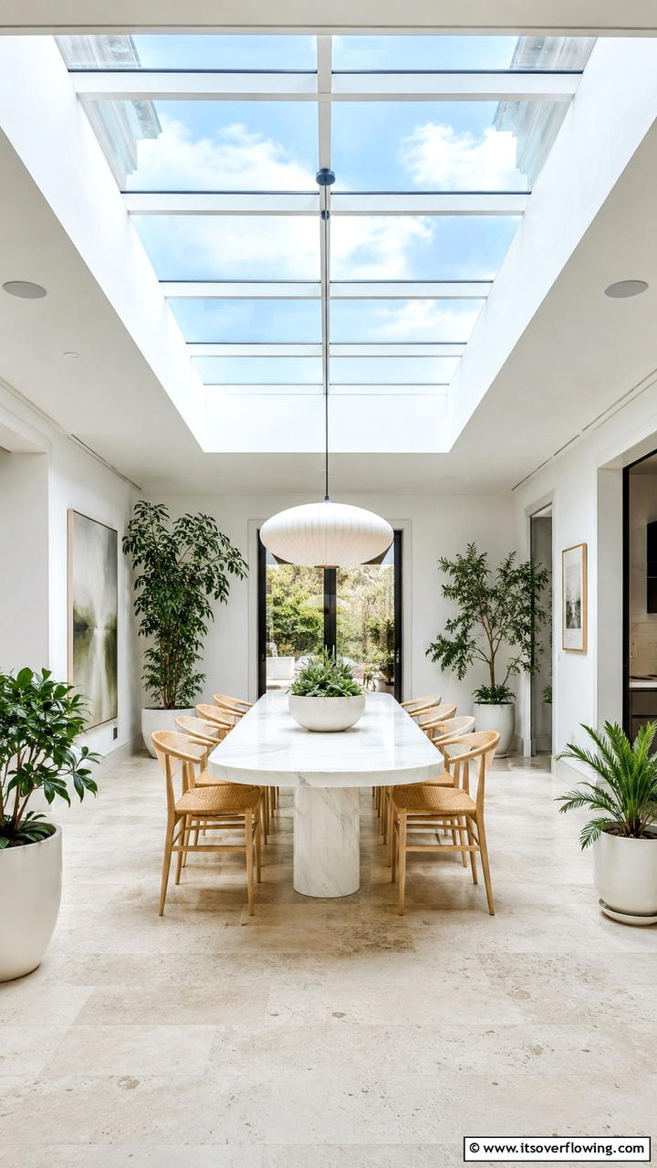 Illuminated Skylight Design - 30 Dining Room Ceiling Ideas to Elevate Your Space