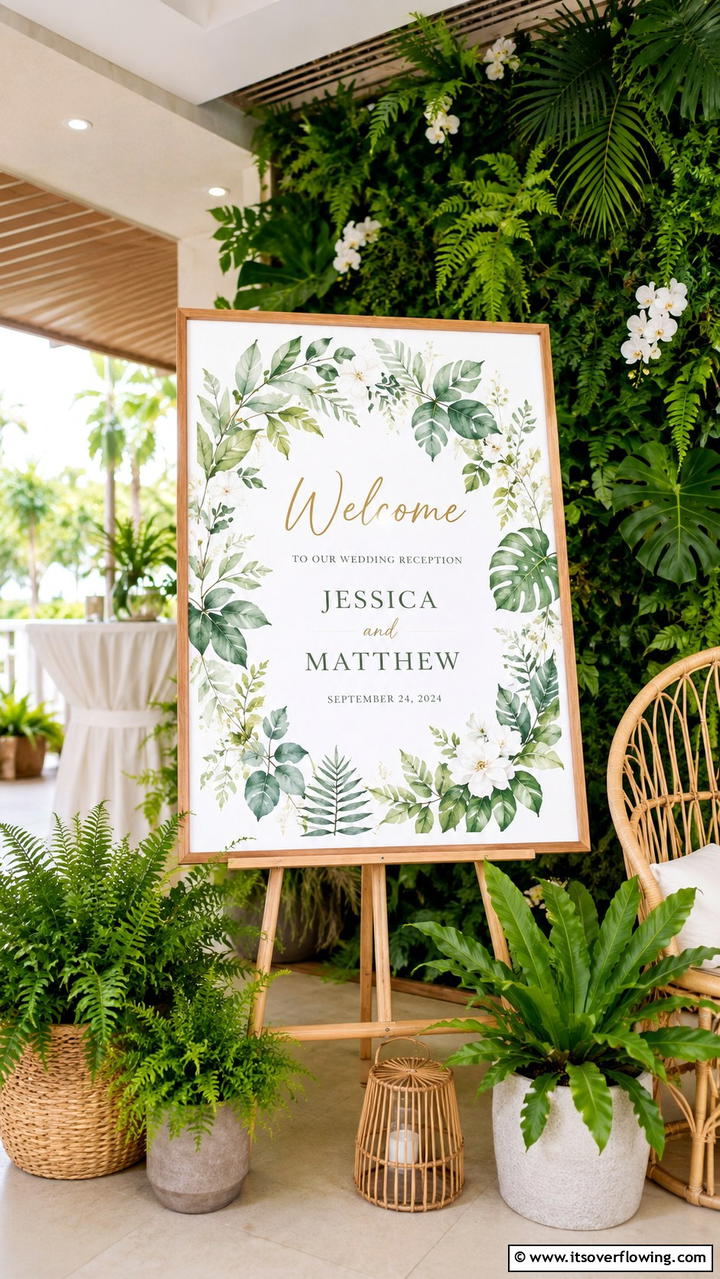 Illustrated Nature Motif - 21 Wedding Welcome Sign Ideas to Greet Guests in Style
