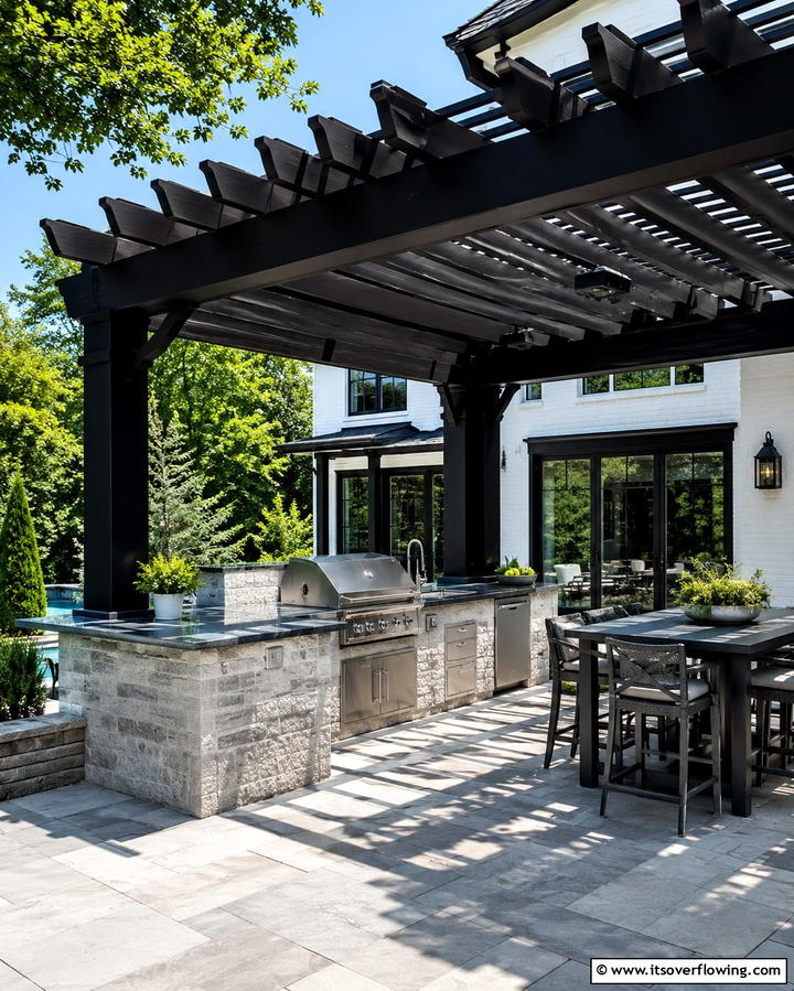 Impressive Black Pergola Design - 30 Inviting Black Porch Ideas for a Modern Outdoor Oasis