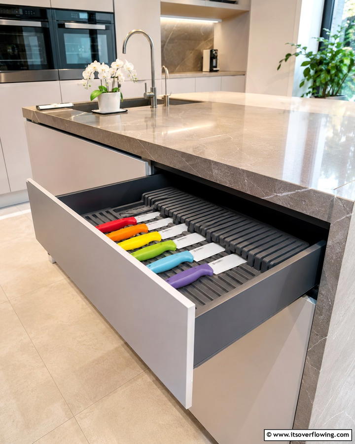 In Drawer Knife Mats for Safe Storage - 25 Knife Storage Ideas for a Clutter-Free Kitchen