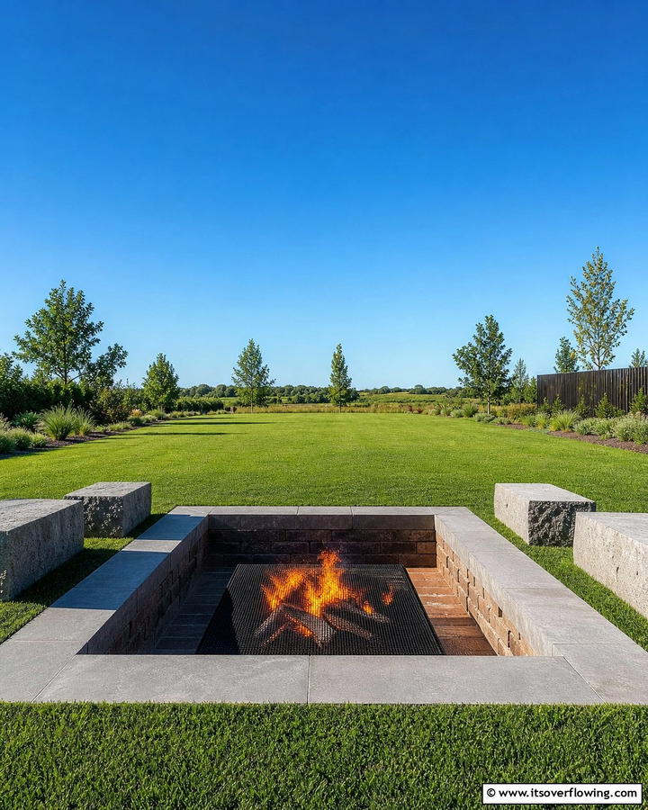 In Ground Brick Fire Pit for a Sleek Look - 25 Creative Brick Fire Pit Ideas for Your Backyard