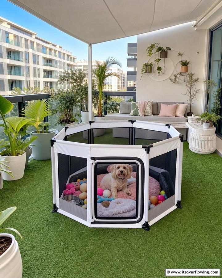 Include a Doggy Playpen - 20 Dog Balcony Ideas for Your Furry Friend’s Comfort
