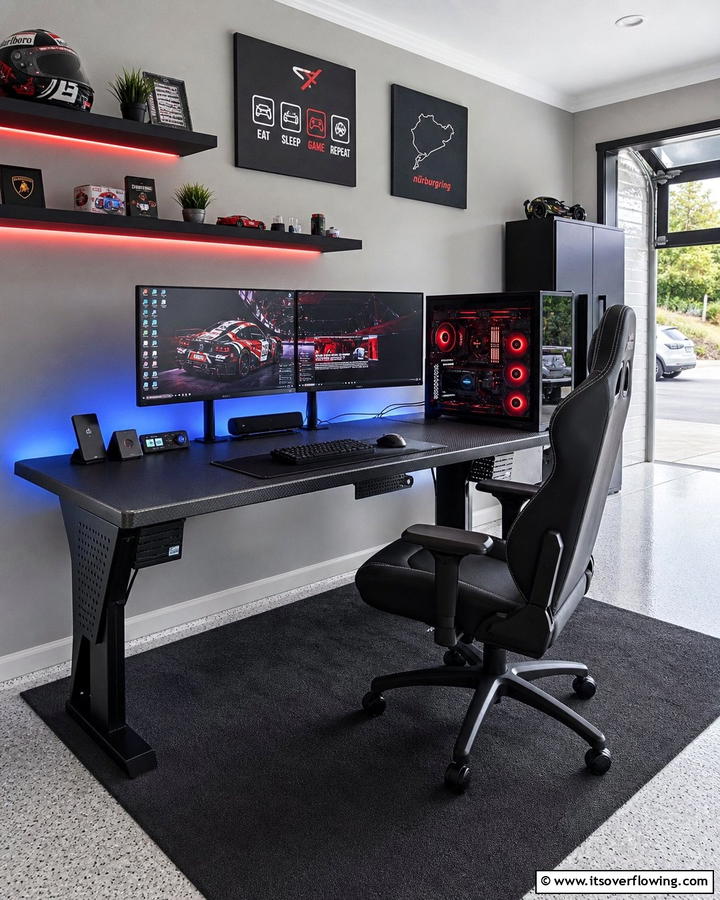 Including Gaming Desks and Ergonomic Chairs - 30 Garage Game Room Ideas for Ultimate Entertainment Zones