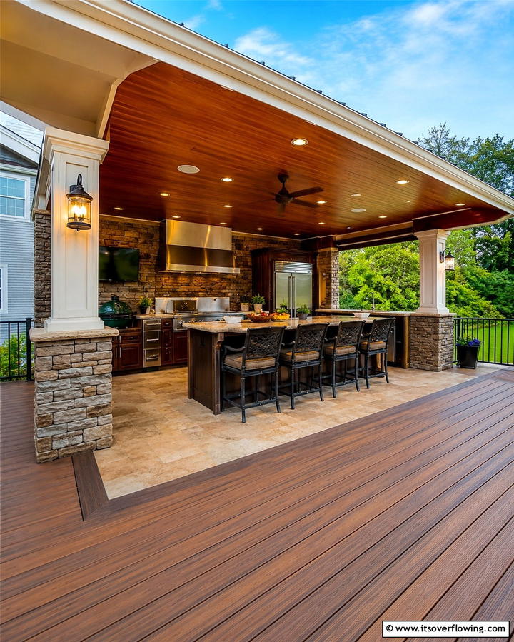 Including a Covered Cooking Area - 25 Outdoor Kitchen on Deck Ideas for Seamless Entertaining