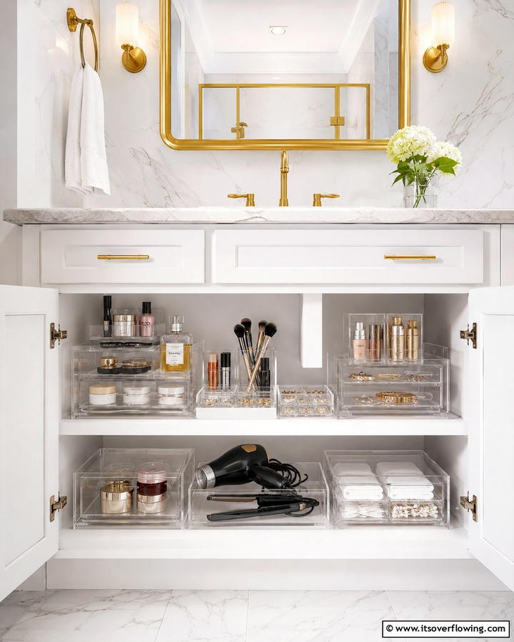 Incorporate Acrylic Organizers - 25 Bathroom Cabinet Organization Ideas for a Clutter-Free Space