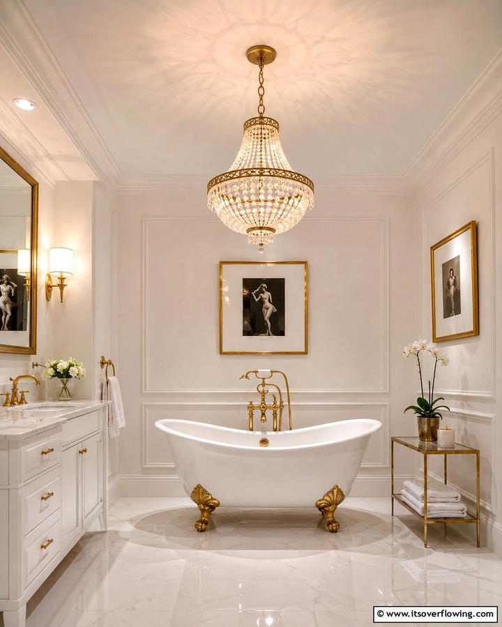 Incorporate Artistic Lighting Fixtures - 20 Windowless Bathroom Ideas to Brighten Up Your Space