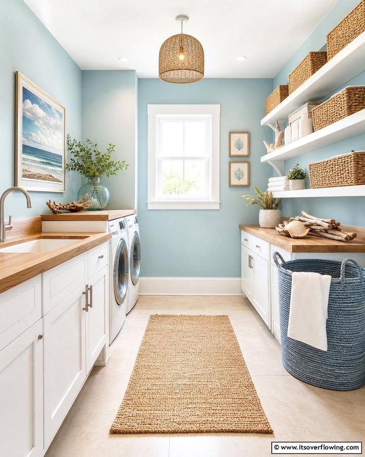 Incorporate Coastal Blue Elements - 25 Blue Laundry Room Ideas for a Fresh and Clean Look
