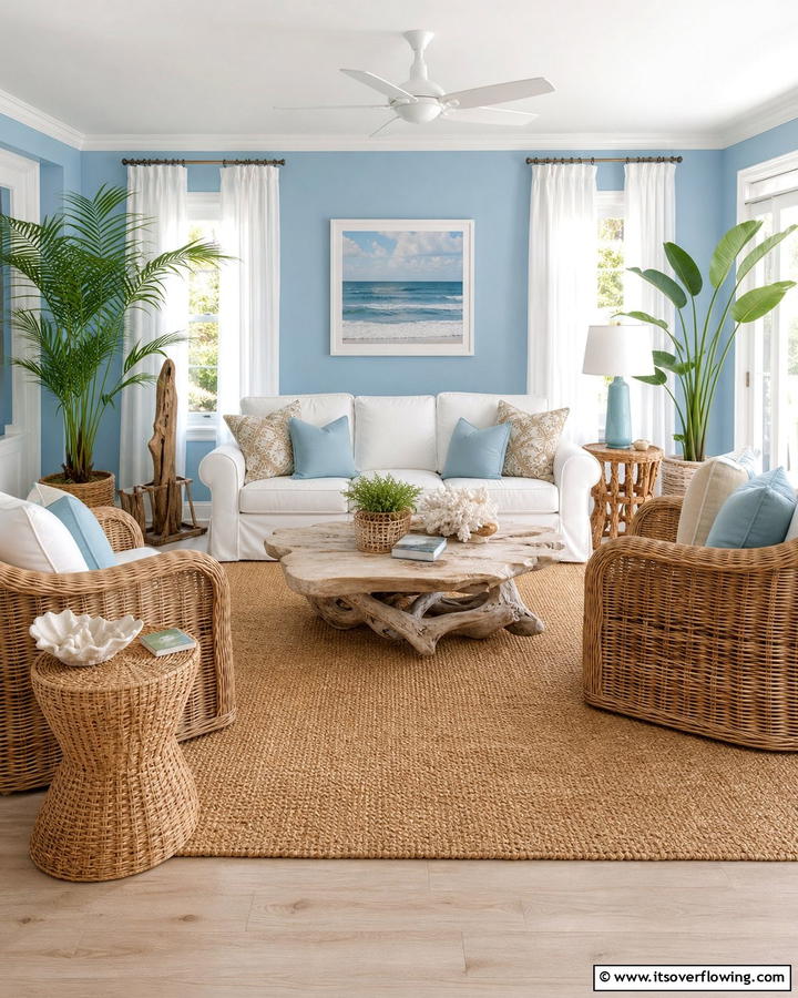Incorporate Coastal Color Palettes - 20 Preppy Living Room Ideas for a Chic Space