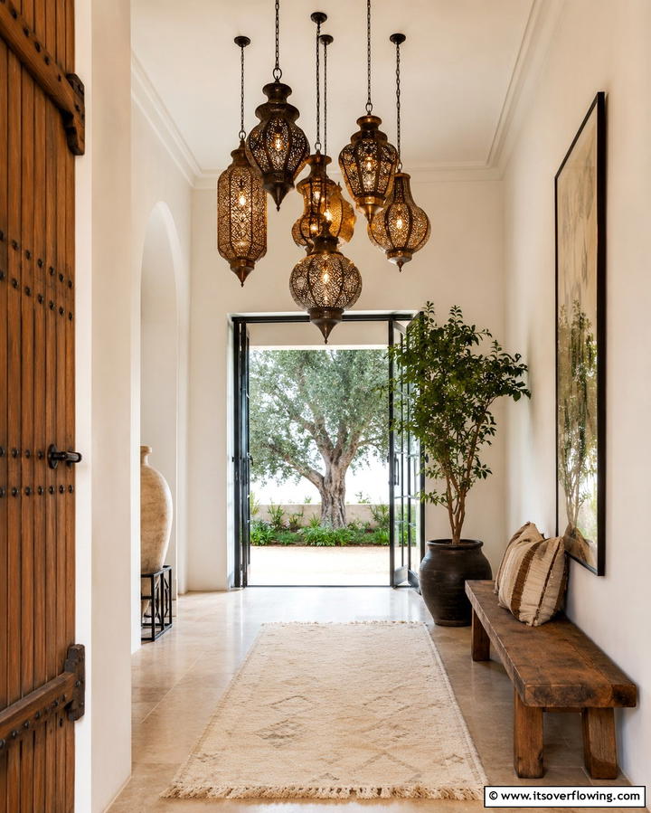 Incorporate Hanging Lanterns - 30 Bohemian Hallway Decor Ideas for a Welcoming Entryway