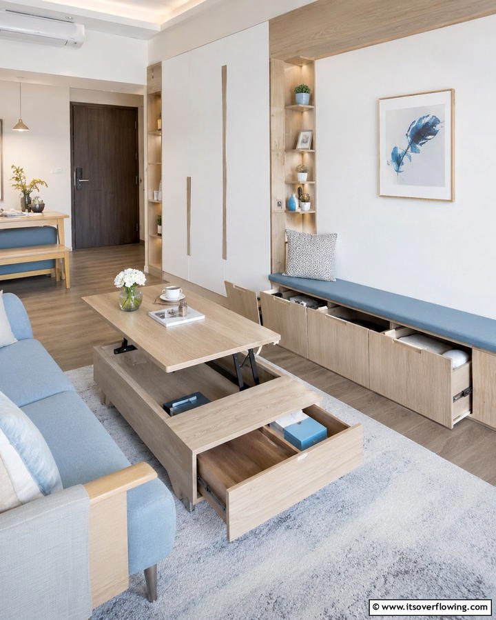 Incorporate Hidden Storage Solutions - 30 Space-Saving Condo Living Room Ideas for Urban Dwellers
