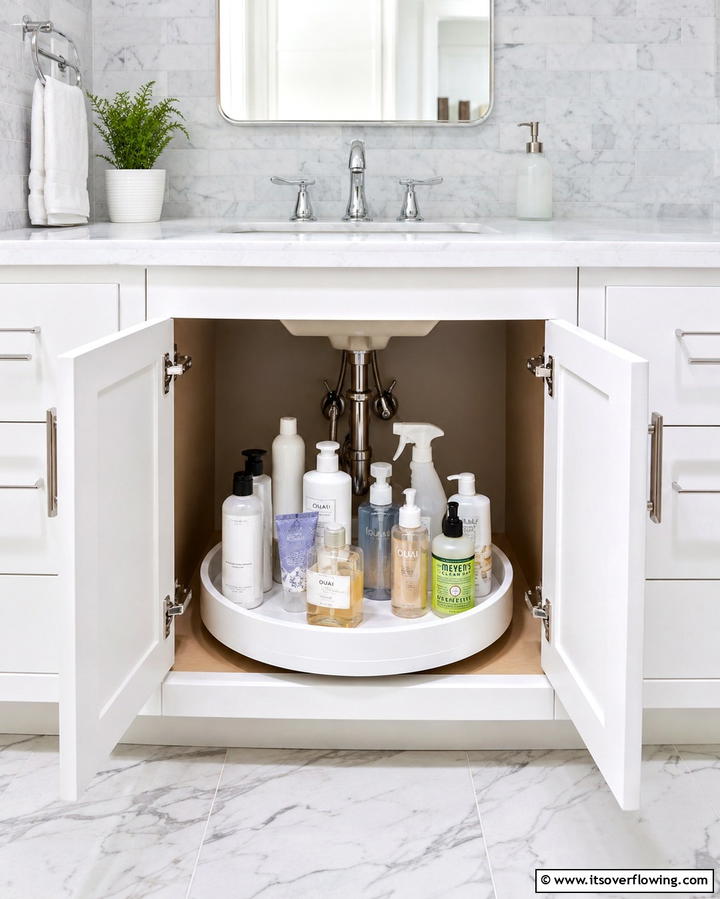 Incorporate Lazy Susans - 25 Bathroom Cabinet Organization Ideas for a Clutter-Free Space
