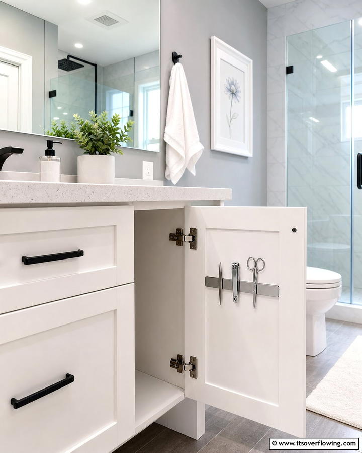 Incorporate Magnetic Strips for Small Tools - 25 Bathroom Counter Organization Ideas for a Clutter-Free Space