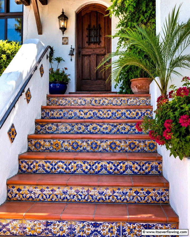 Incorporate Mosaic Tiles - 25 Front Step Ideas to Enhance Your Home’s Entrance