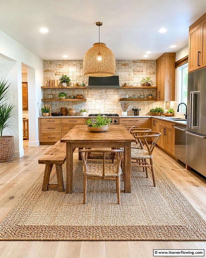 Incorporate Natural Fiber Rugs - 20 Natural Kitchen Design Ideas for a Warm Feel
