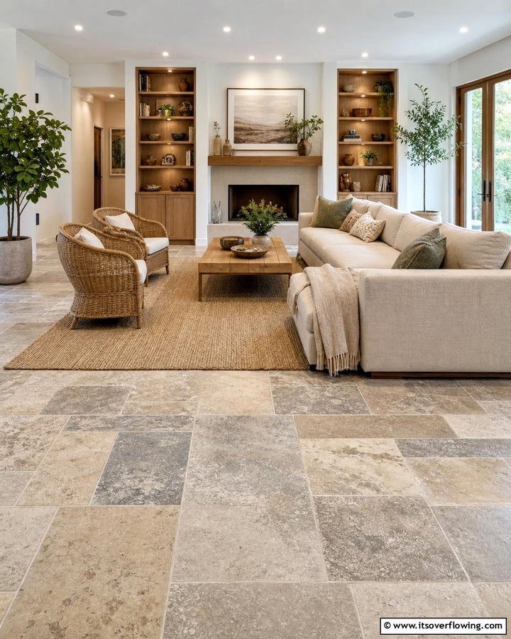 Incorporate Natural Stone Flooring - 25 Earthy Living Room Decor Ideas for a Cozy Ambiance