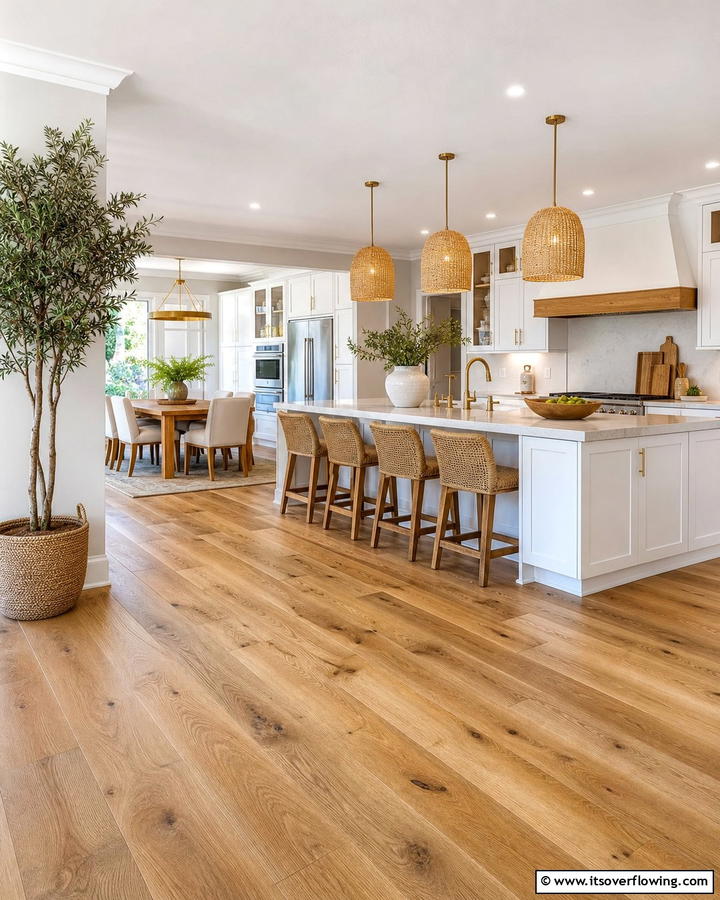 Incorporate Natural Wood Flooring - 20 Natural Kitchen Design Ideas for a Warm Feel